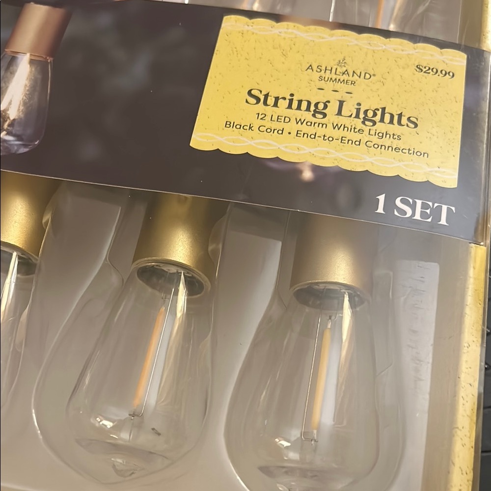 3 sets Patio Clear Bulb String Lights with Gold